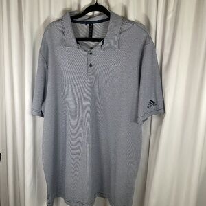 Adidas Golf Ottoman Pencil Stripe Navy-White Polo Shirt Mens XXL Turtle Sports
